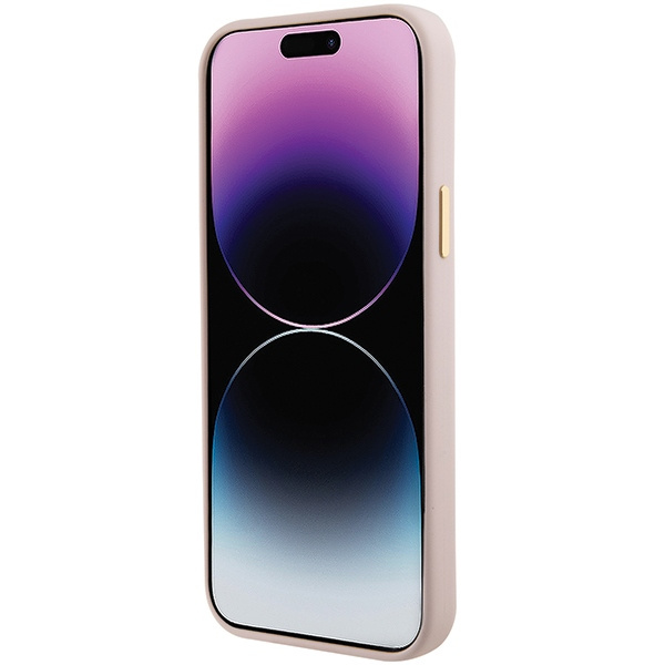 Guess GUHCP15SM4DGPP iPhone 15 / 14 / 13 6.1" jasnoróżowy/pink hardcase Silicone Logo Strass 4G