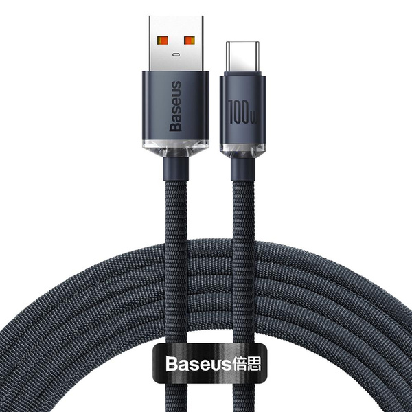 Baseus Crystal Shine Series kabel przewód USB do szybkiego ładowania i transferu danych USB Typ A - USB Typ C 100W 2m czarny (CAJY000501)