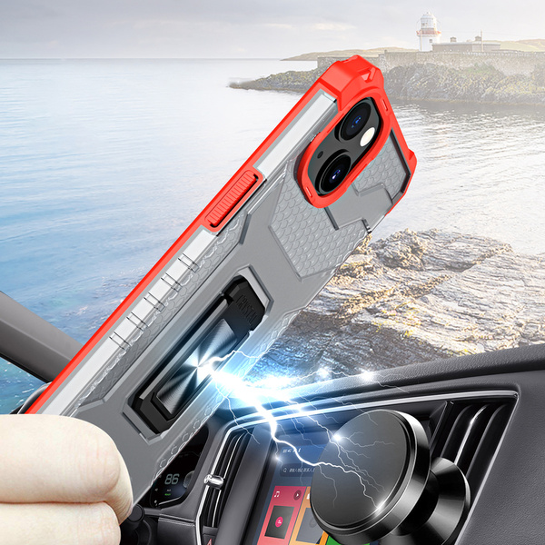 CRYSTAL RING CASE KICKSTAND TOUGH RUGGED COVER FOR IPHONE 12 RED
