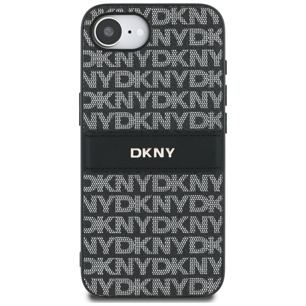 Etui DKNY Repeat Texture Pattern with    Tonal Stripe do iPhone 16e czarny
