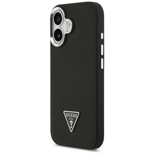 Etui Guess Grained Triangle Logo MagSafe do iPhone 17 czarny