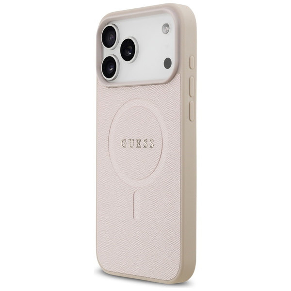 Etui Guess Saffiano Classic Logo MagSafe do iPhone 17 Pro Max różowy