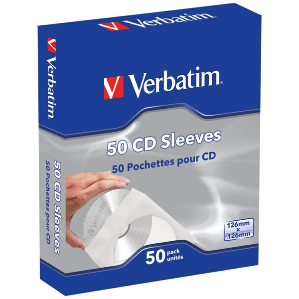 Koperty papierowe na dyski CD Verbatim   50szt biały 49992