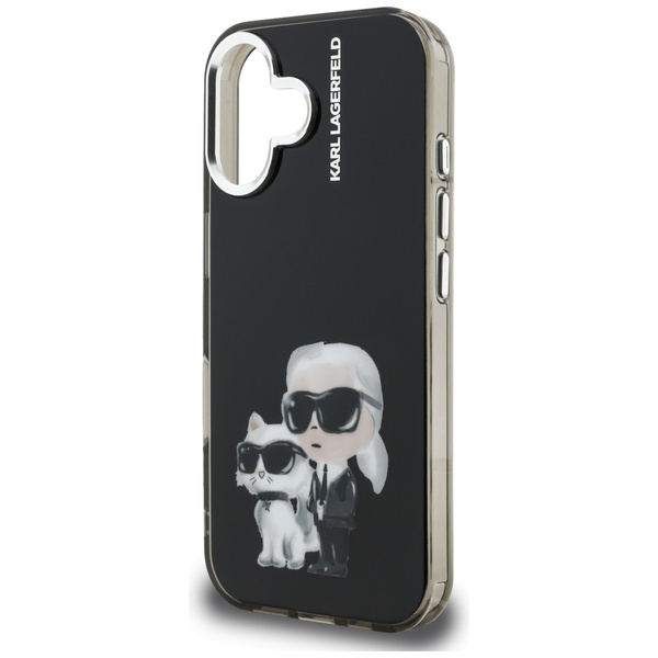 Etui Karl Lagerfeld IML Aquarelle Karl   & Choupette & Logo do iPhone 16 czarny