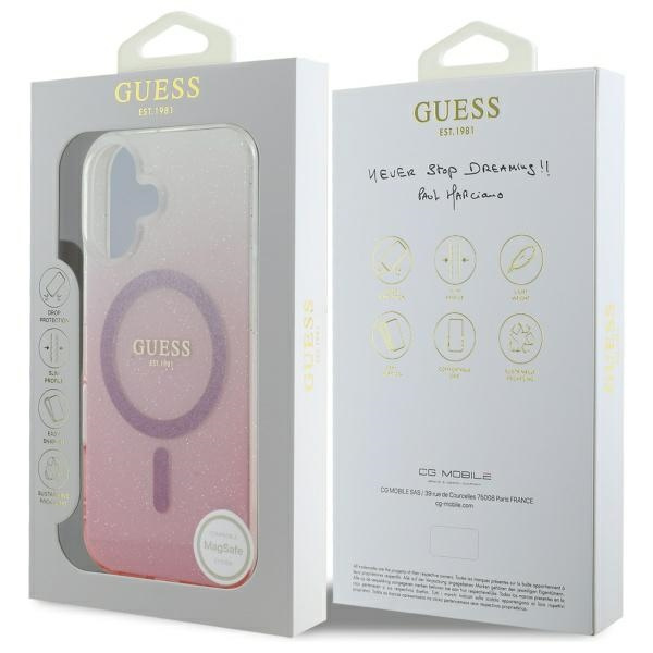 Guess GUHMP16MHGRCELP iPhone 16 Plus6.7" różowy/pink hardcase IML Glitter Gradient MagSafe