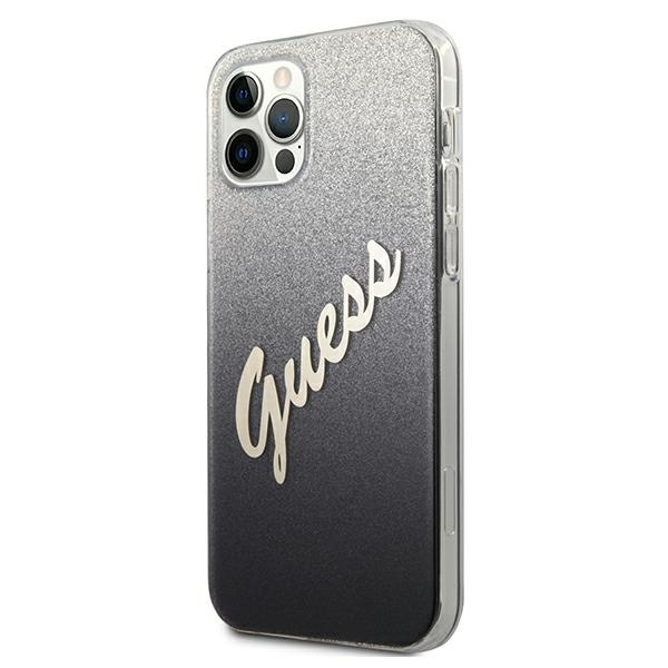Guess GUHCP12MPCUGLSBK iPhone 12/12 Pro6,1" czarny/black hardcase Glitter Gradient Script