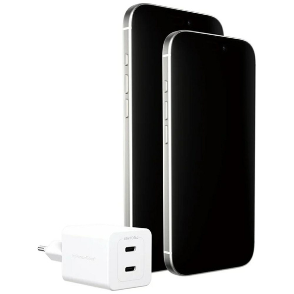 Ładowarka sieciowa empower by            PanzerGlass Turbo 45W 2x USB-C srebrno-biały