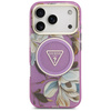 Etui Guess IML Glitter Flowers Triangle  MagSafe do iPhone 17 Pro Max fioletowy
