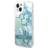 Guess GUHCP14SLFLSN iPhone 14 / 15 / 13 6.1" zielony/green hardcase Flower Liquid Glitter
