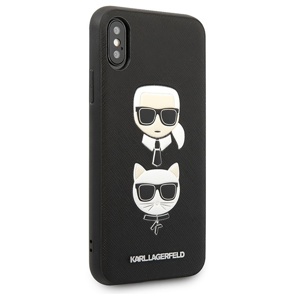 Karl Lagerfeld Saffiano Karl&amp;Choupette Head case for iPhone X/XS - black