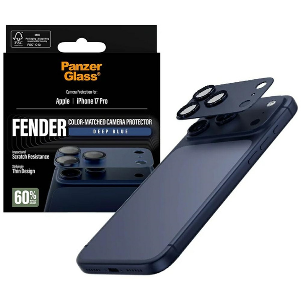 Szkło hartowane na obiektyw PanzerGlass Fender Camera Protector do iPhone 17 Pro niebieski