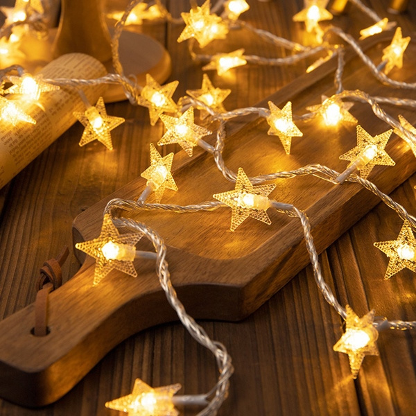 Lampki choinkowe LED snowflake/star - 10m/80 lampek ciepłe białe/warm white zasilane bat. 3xAA EHD-LS06