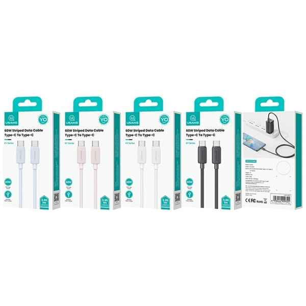 Kabel USAMS KY Series US-SJ701 60W USB-C do USB-C 3m czarny