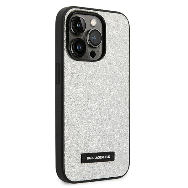 KARL LAGERFELD KLHCP14LG2ELS IPHONE 14 PRO 6,1" HARDCASE SREBRNY/SILVER GLITTER PLAQUE LOGO