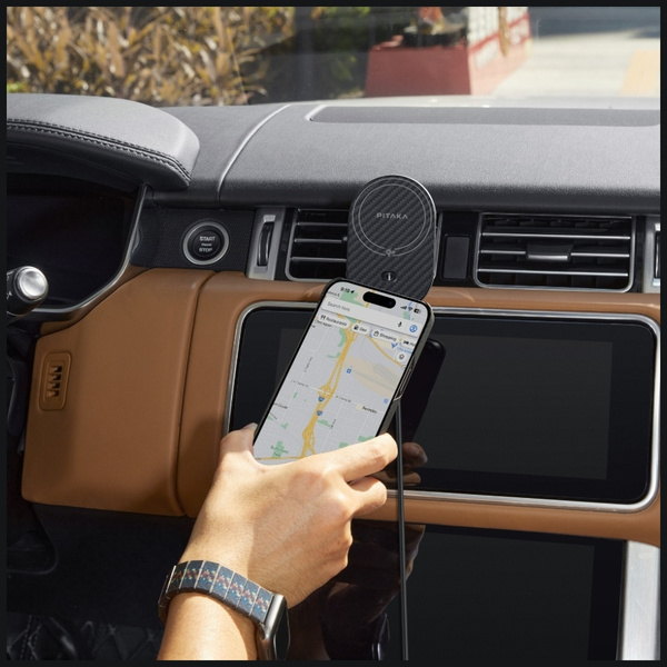 Uchwyt samochodowy z ładowarką           bezprzewodową PITAKA MagEZ Pro 2 Qi2 15W NFC Magsafe czarno szary