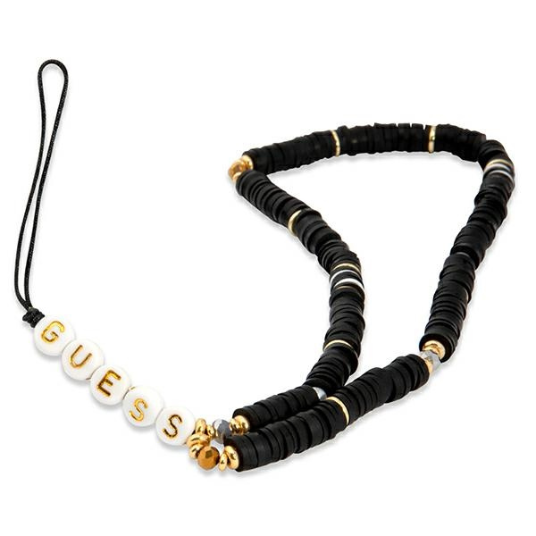 GUESS ZAWIESZKA GUSTPEARK PHONE STRAP CZARNY/BLACK HEISHI BEADS