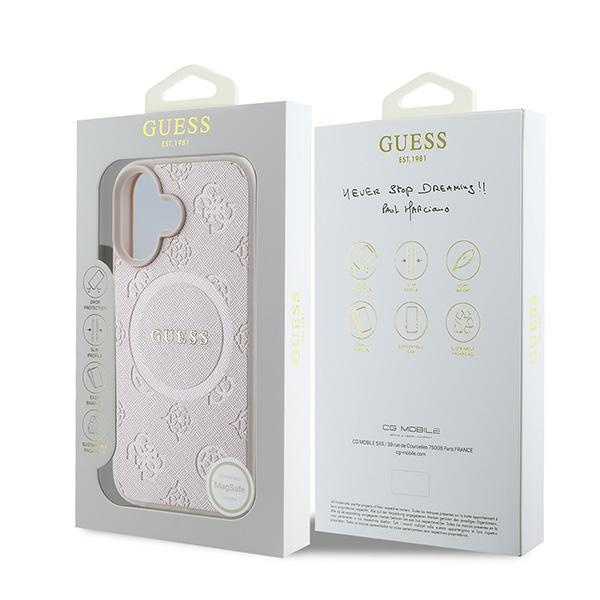 Guess GUHMP16MPSAPSMEP iPhone 16 Plus6.7" różowy/pink hardcase Saffiano Peony Classic Logo MagSafe