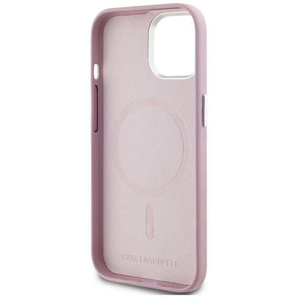 Etui Karl Lagerfeld FW Metal Plate       MagSafe do iPhone 15 różowy