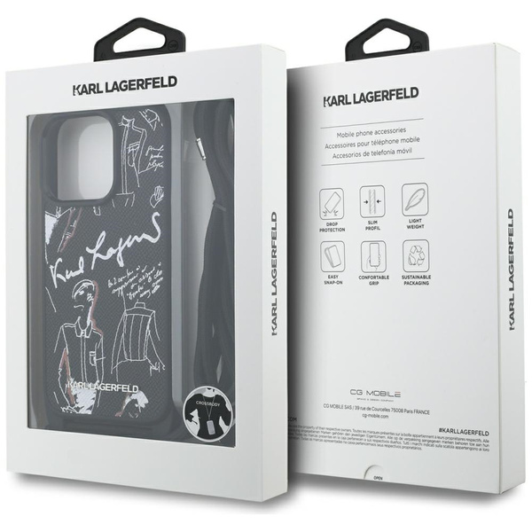 Etui Karl Lagerfeld Crossbody Grained    Pattern & Logo do iPhone 16 Pro Max czarny
