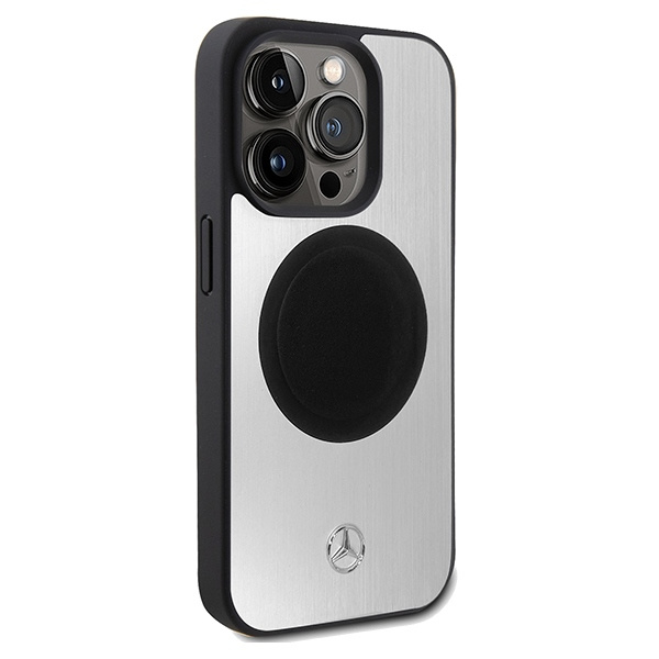 Mercedes Leather&amp;Alu MagSafe case for iPhone 15 Pro - silver