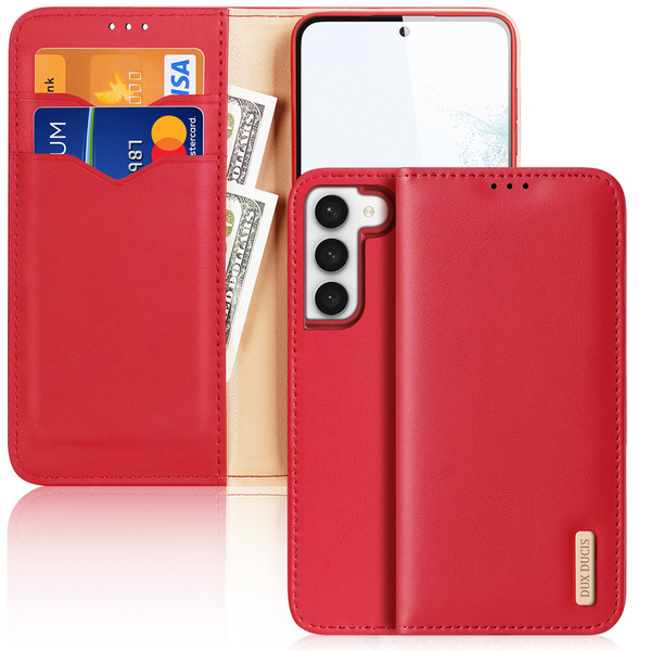 DUX DUCIS HIVO CASE FOR SAMSUNG GALAXY S23 FLIP COVER WALLET STAND RFID BLOCKING RED