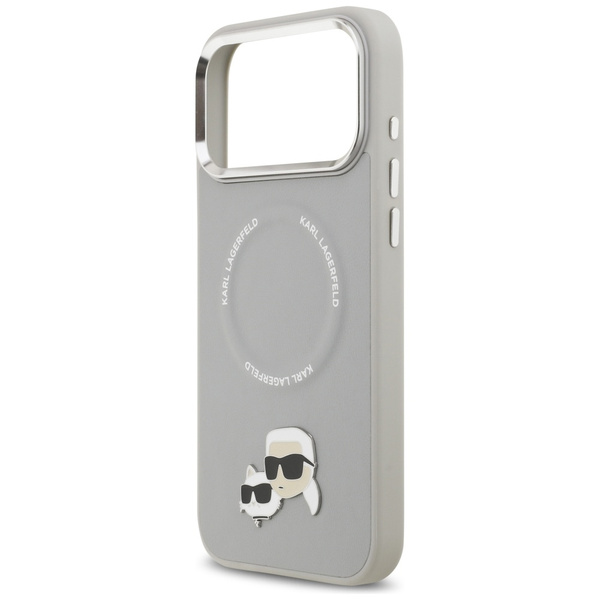 Etui Karl Lagerfeld Karl & Choupette     Pins MagSafe do iPhone 17 Pro Max szary