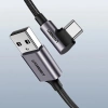Kabel Ugreen US284 70255 USB-A (prosty) / USB-C (kątowy) 3A 3m - szary