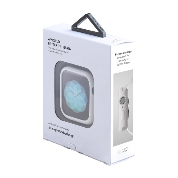 UNIQ etui Lino Apple Watch Series 4/5/6/SE 44mm. biały/dove white