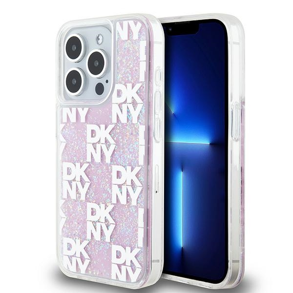 DKNY DKHCP15LLCPEPP iPhone 15 Pro6.1" różowy/pink hardcase Liquid Glitter Multilogo