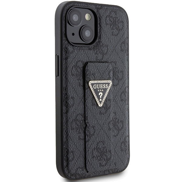 Guess GUHCP15SPGS4TDK iPhone 15 / 14 / 13 6.1" czarny/black hardcase Grip Stand 4G Triangle Strass
