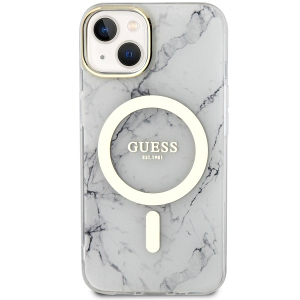 Guess GUHMP14MPCUMAH iPhone 14 Plus/ 15 Plus 6.7" biały/white hardcase Marble MagSafe
