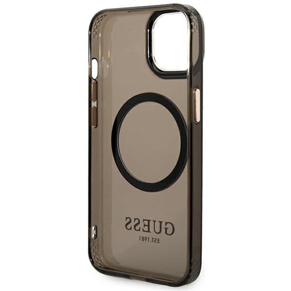 Guess GUHMP14MHTCMK iPhone 14 Plus / 15 Plus 6.7" czarny/black hard case Gold Outline Translucent MagSafe