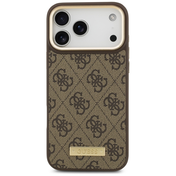 Etui Guess 4G Logo Plate MagSafe do      iPhone 17 Pro Max brązowy