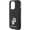Karl Lagerfeld Saffiano Cardslot Karl&amp;Choupette Metal Pin case for iPhone 15 Pro - black