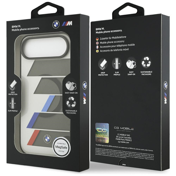 Etui BMW M IML Metal Buttons Tricolor    Lines MagSafe do iPhone Air antracyt