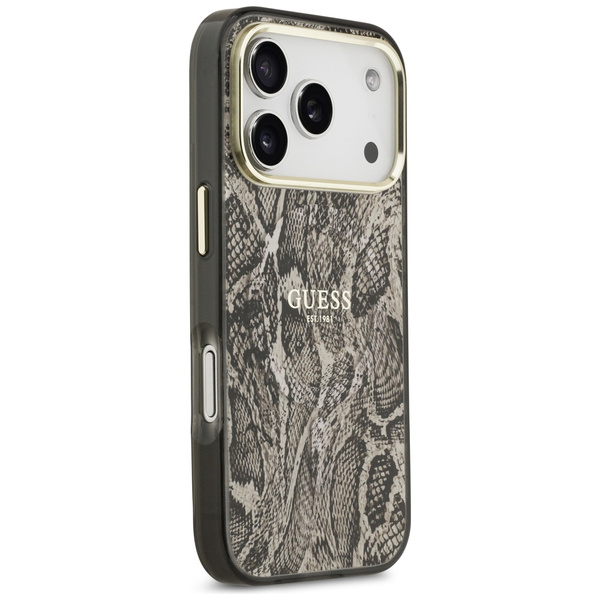 Etui Guess Python Pattern MagSafe do     iPhone 17 Pro brązowy
