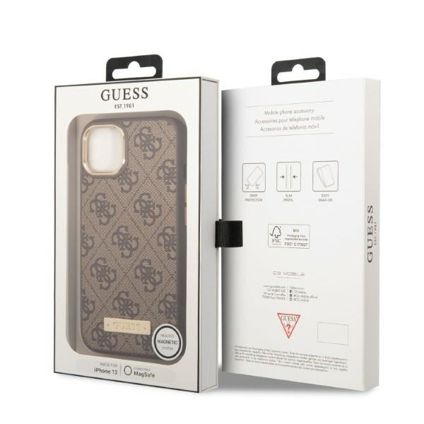 GUESS GUHMP13MU4GPRW IPHONE 13/14/15 6.1 "BROWN / BROWN HARD CASE 4G PLATE MAGSAFE LOGO