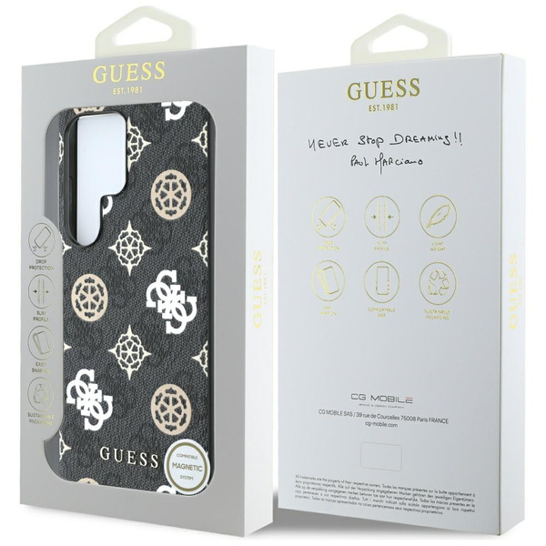 Etui Guess 4G Printed Colored Peony      Pattern MagSafe do Samsung Galaxy S25 Ultra czarny
