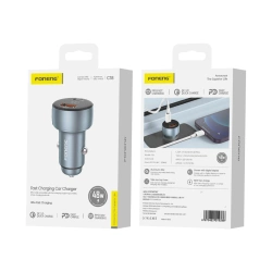 FONENG car charger C18 PD 48W 1xUSB-C + 1xUSB QC3.0 Silver