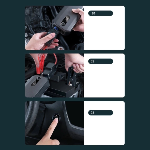 Baseus powerbank Power Starter Jump Starter starting device booster 20000mAh 12V (2000A / 1000A) + crocodile clip cables black (CGNL020001)