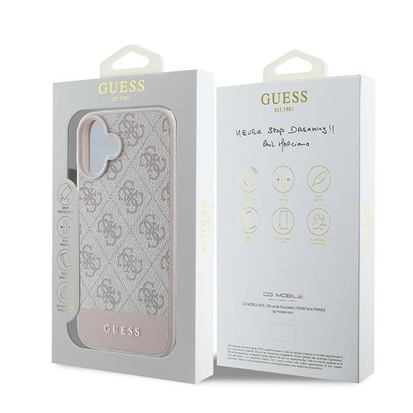Guess GUHCP16MG4GLPI iPhone 16 Plus 6.7"różowy/pink hardcase 4G Bottom Stripe