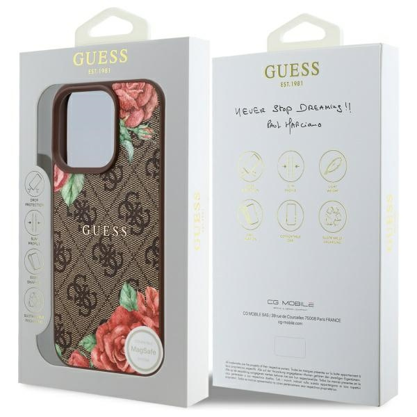 Guess GUHMP16LP4ROPEMCW iPhone 16 Pro    6.3" brązowy/brown hardcase 4G Flowers Print MagSafe