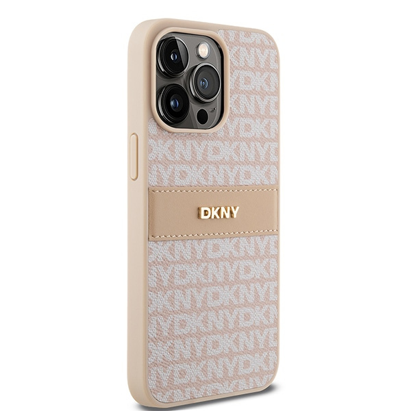 DKNY DKHCP15XPRTHSLP iPhone 15 Pro Max6.7" różowy/pink hardcase Leather Mono Stripe & Metal Logo