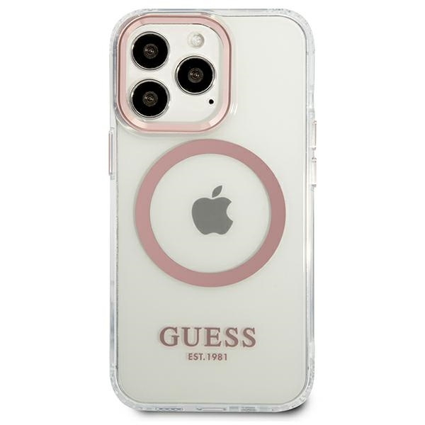 Guess GUHMP13XHTRMP iPhone 13 Pro Max6,7" różowy/pink hard case Metal Outline Magsafe