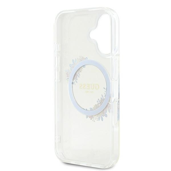 Guess GUHMP16MHFWFCT iPhone 16 Plus6.7" przeźroczysty/transparent hardcase IML Flowers Wreath MagSafe