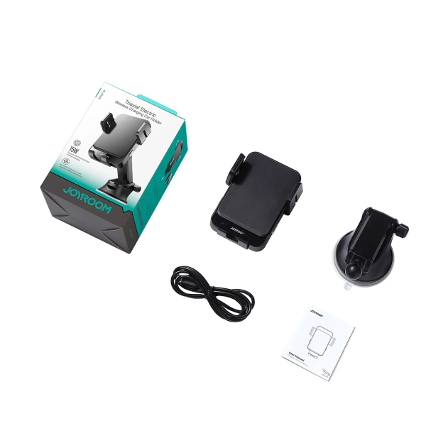 Joyroom JR-ZS219 electric dashboard mount with 15W inductive charger - black