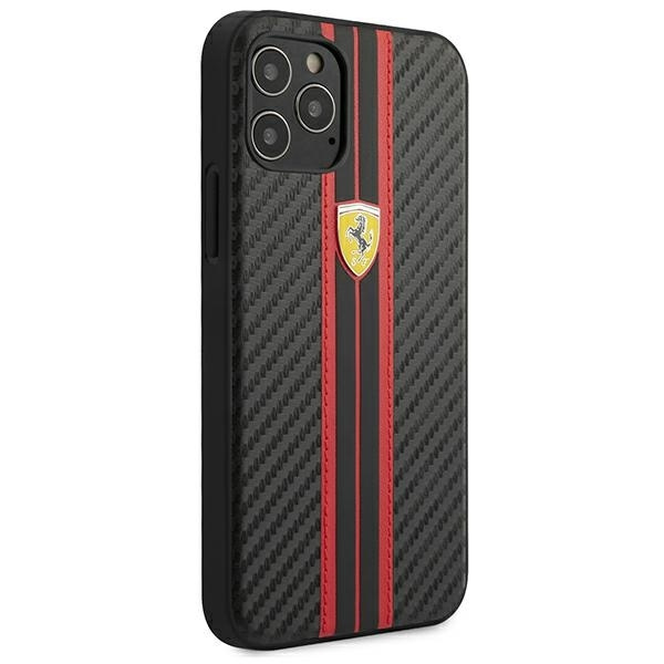 Ferrari FESNECHCP12MRE iPhone 12/12 Pro 6,1" czarny/black hardcase On Track PU Carbon