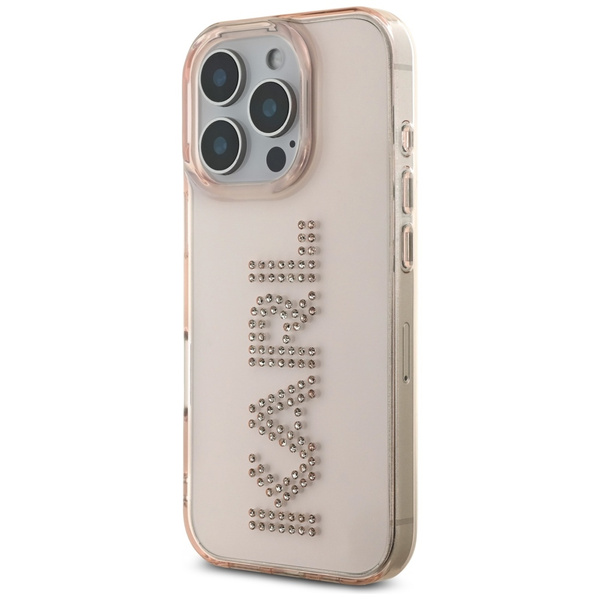 Etui Karl Lagerfeld IML Rhinestones Logo do iPhone 16 Pro Max różowy