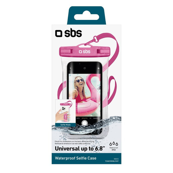 SBS Waterproof case for smartphones up to 6.8" Pink