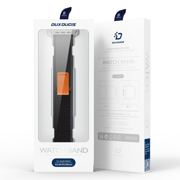 VELCRO SPORTS STRAP FOR APPLE WATCH 8 / 7 / 6 / SE / 5 / 4 / 3 / 2 / 1 (38, 40, 41 MM) DUX DUCIS STRAP YJ VERSION - BLACK / GRAY